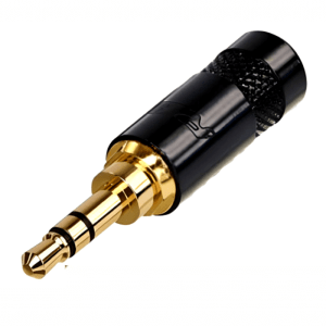 REAN NYS231BG Conector miniplug 3.5mm stereo, carcaza negra, full metal, contactos dorados, cable max 4.5mm