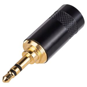 REAN NYS231BG-LL Conector miniplug 3.5mm stereo, carcaza negra, full metal, contactos dorados, cable max 8.5mm