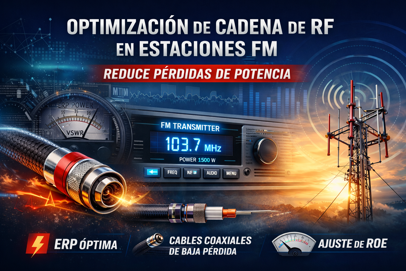 Optimización de cadena RF en estaciones FM para reducir pérdidas de potencia y mejorar cobertura
