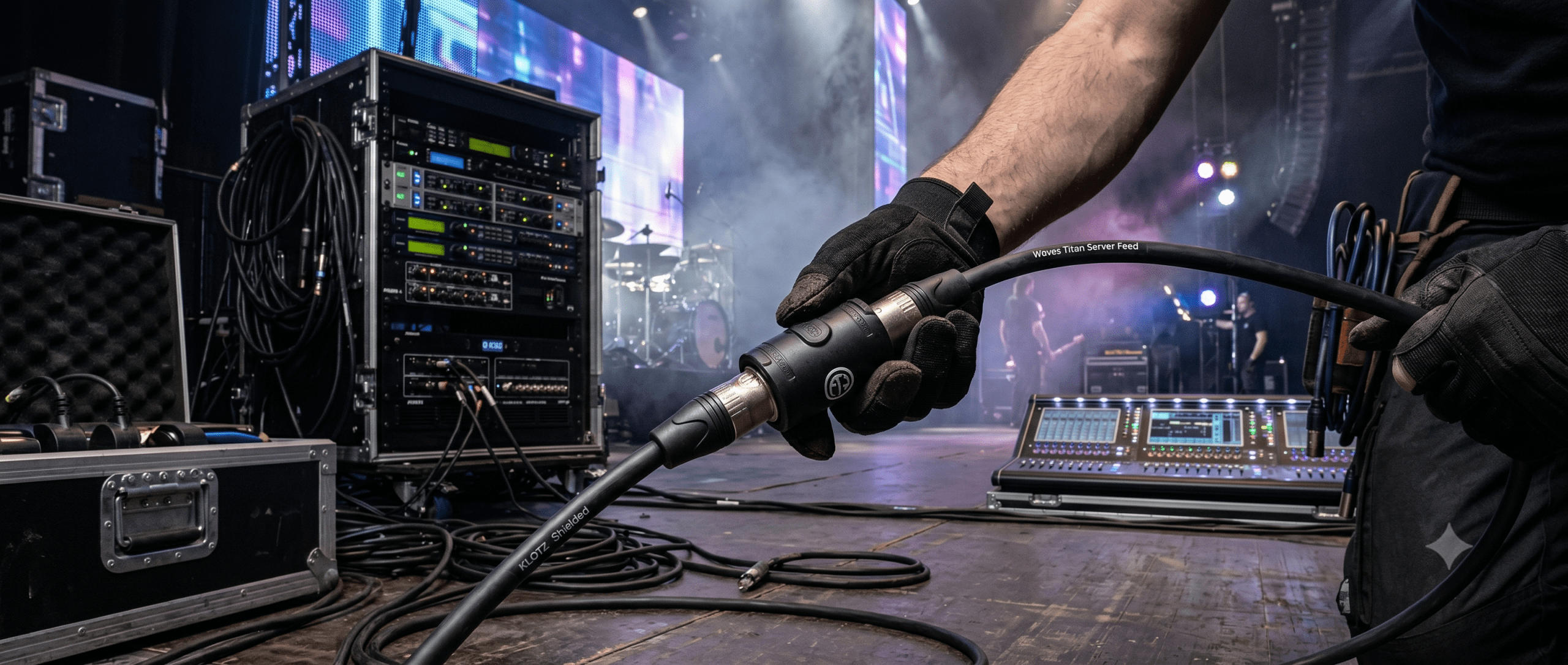 Conexión de cables con Neutrik NE8FFX6-W en rack