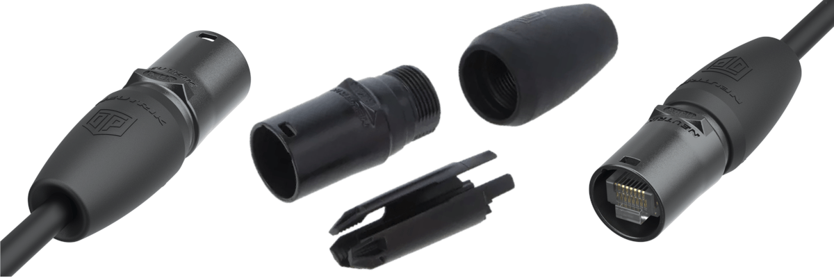 Portaconector etherCON industrial Neutrik NE8MX-B-TOP para cables RJ45 blindados